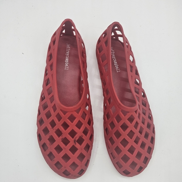 Jeffrey Campbell JELLZ Red Perforated Jelly Flat Women’s US 10 Preowned - Picture 9 of 9